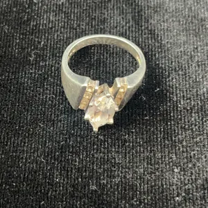 Silver Ring with Cubic Zirconia Accents, Size 8