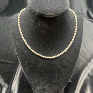 Silver Bead Necklace with Lobster Clasp, 15 Inches