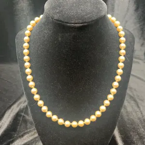 Gold-Tone Faux Pearl Necklace With Pinch Clasp, 18 Inches
