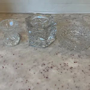 Crystal Votive & Toothpick, Glass Wine Coaster