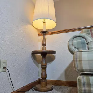 Wooden Table Lamp. 15.5 x 57. LR