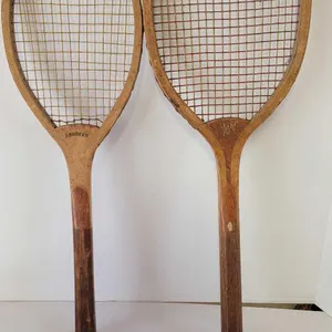 Tennis Anyone? 2 - Antique Wooden Racquets strung with gut. One marked, "Andover Celebrate Trade Mark" and see photos for trademark on the oth