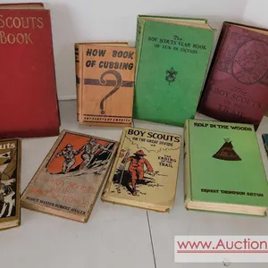 VINTAGE BOY SCOUTS BOOKS. 1929 Boy Scouts Year Book, 1943 How Book of Cubbing, The Boy Scouts Year Book of Fun in Fiction 1938. The Boy Scouts on the 
