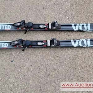VOLKL Unlimited AC30 Skiis with Marker Wide Ridge bindings. Added a pair of poles. GS