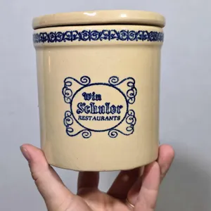 Win Schuler Resturants Small Crock with Lid. 4 x 4.5. LR