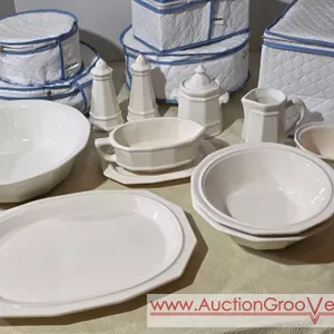 Pfaltzgraff Dishes 69 Piece Set. Some pieces show ware. I only observes a few chips and one crack on the last few photos added. LR