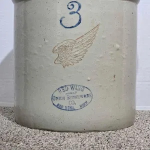 Red Wing 3 Gallon Crock. The bottom has been repaired. LR