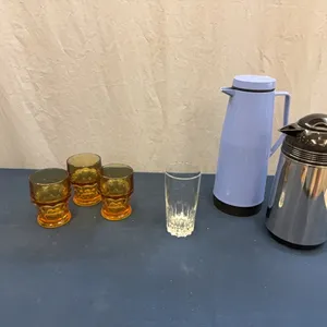 Pitchers, amber glasses