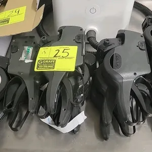 Garvey price labeler. Features manual hand-held operation, trigger-activated label application, and adjustable character dials for pricing or coding. 