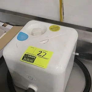 Dupray Neat steam cleaner. Compact cube-shaped design. Includes attached steam hose and wand nozzle. Electrical: 120V, 60Hz, 1500W. Dimensions: 10.5"W