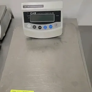 CAS BW-150 digital platform scale. Features a stainless steel platform and an adjustable tilt display indicator. Capacity: 300 lb x 0.1 lb (150 kg x 5