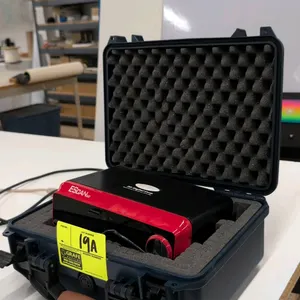 3D Digital Corp ESCAN 2.0 3D laser scanner. Features Class II laser technology (685 nm), USB connectivity, and a red and black housing. Includes a swi