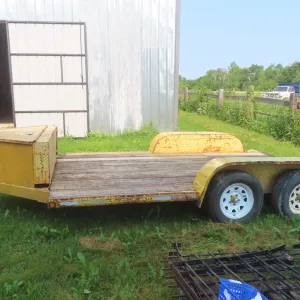 12 FT Flat Deck Tandem Trailer, Bumper Hitch – w/ Ramps, 2-5/16" Ball, 15" Rubber, 3500LB x2 Axle