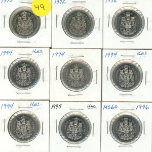 1970, 1972, 1986, (4) 1994, 1995, 1996 Canada 50 Cents.