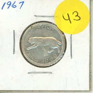 1967 Canada Silver 25 Cents.