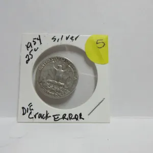 1954 Sliver United States Of America 25 Cents (Die Crack Error)
