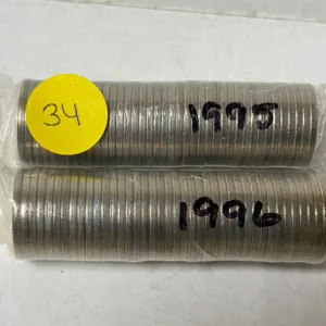 Roll of 1995 and 1996 Canada 5 Cents.