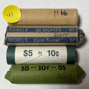 Roll of 01966 Canada 5 Cents, Roll of 2005 Canada 5 Cents (Not Confirmed) and 10 Cents and Roll of 2