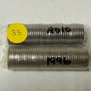 Roll of 2010 and 1996 Canada 5 Cents.