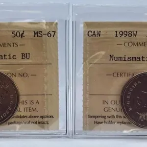 ICCS Graded Mint State 1985 and 1998W Canada 50
