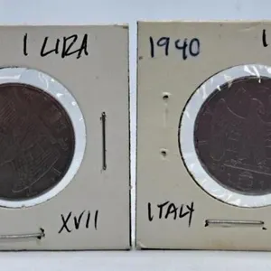 1939 and 1940 Italy One Lira Coins