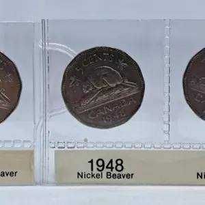 1947, 1948 and 1949 Canada Nickels