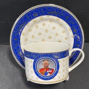 Gold Plated Cup & Saucer - The Coronation Of His