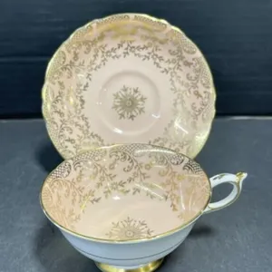 Paragon Teacup & Saucer - Pink & Gold Colours