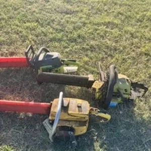 3 chainsaws one runs 2 pull though