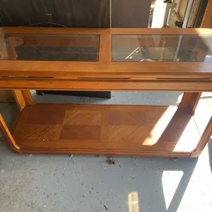 Wooden glass top table - 50x17x27in