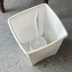 Plastic garbage can and toilet brush - new