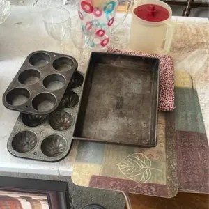 Place mats, muffin trays, plastic pitchers