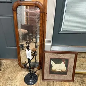Mirror, Candle Holder & Hen Picture