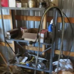 Sm. Metal Shop Stand w/shop supplies, filters