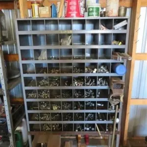 Metal Bolt Bin w/stand & bolts