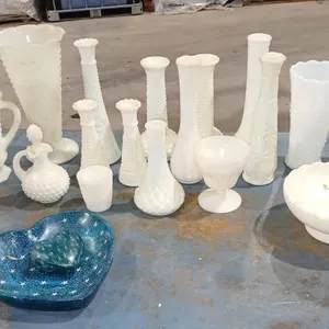 Bundle with Vintage White Milk Vases, pitchers,