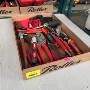 Tray of Milwaukee and Klein Hand Tools