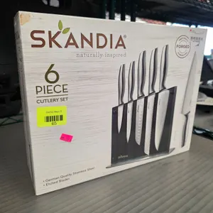 (6) Skandia Cutlery Set, German Quality Stainless Steel, Etched Blades