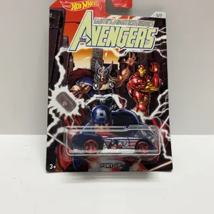 Hot Wheels Avengers Captain America PONY-UP Die-Cast Car, Marvel Mattel, Carded, 2017 FKD53-0919 MC
