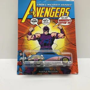 Hot Wheels Marvel Avengers Purple Passion Hawkeye Die-Cast Car FKD51, Sealed Cardback, 2017 Release