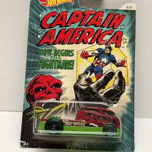 Hot Wheels Marvel Captain America Red Skull Qombee Diecast Car, 2015, Carded, DJK82-DJK75, 8/8 Set,
