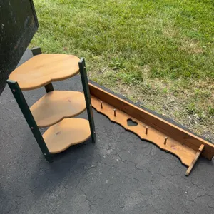 Wooden Shelf and Wood Coat Rack