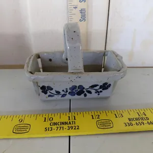 1994 Signed Pottery Basket 4.75"X3"X3.5"