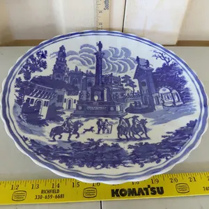 Vintage Victoria Ironstone Blue/White Platter, Scalloped Edge 12.5"