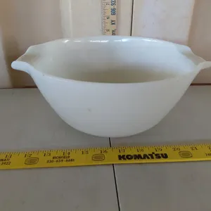 Vintage Anchor Hocking White Glass Mixing Bowl 11.5"X10"X4.5", Small Chip