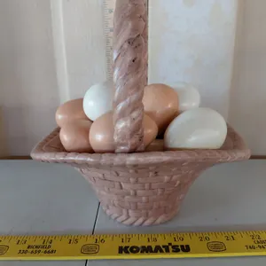 Vintage Hand Painted Ceramic Basket Of Eggs