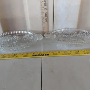 2 Anchor Hockings Stars & Bars Divided Dishes
