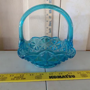 Vintage Monticello Blue Handmade Glass Basket