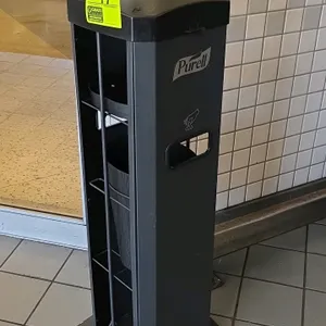 Purrell hand sanitizer wipe stand with trash can