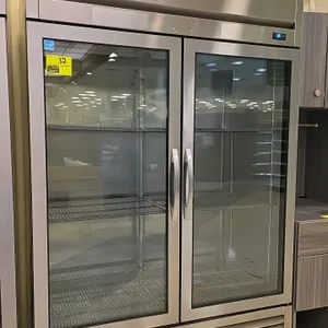 True model: T-49G-HC-FGD01 (s/n: 10090071), Self-contained portable stainless steel 2- glass reach in display refrigerator with LED lighting, 115V 1ph